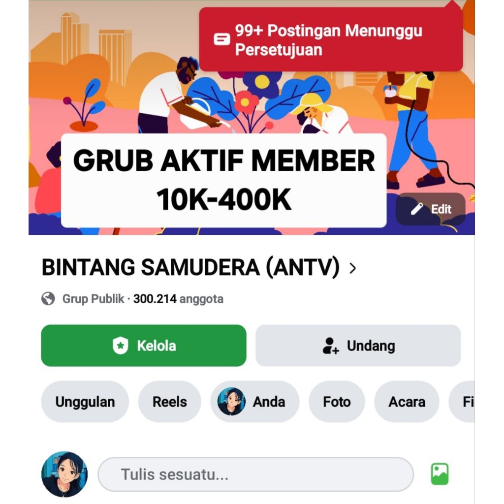 Jual Grub Facebook Aktif Kualitas Bagus