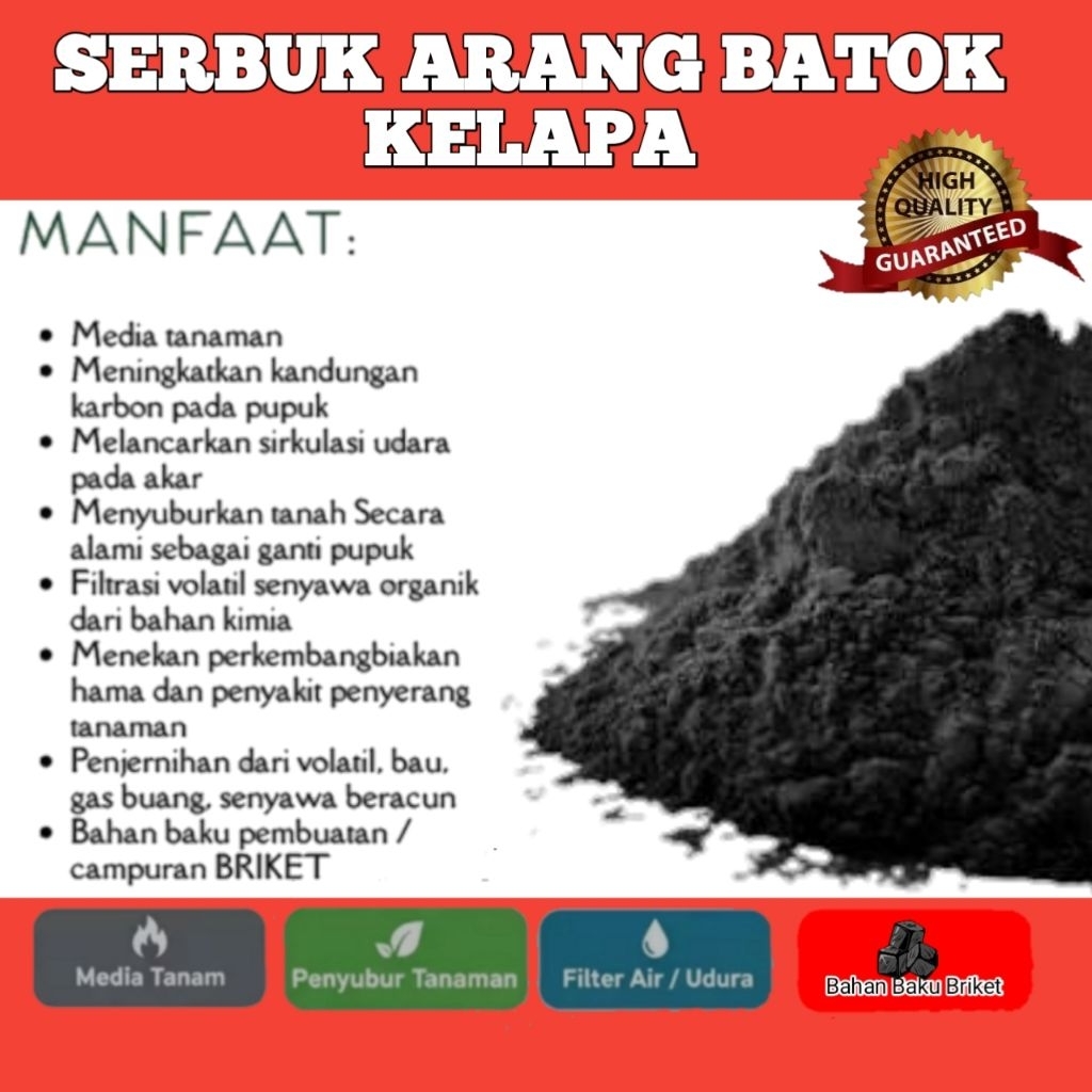serbuk arang batok kelapa halus kemasan 500kg