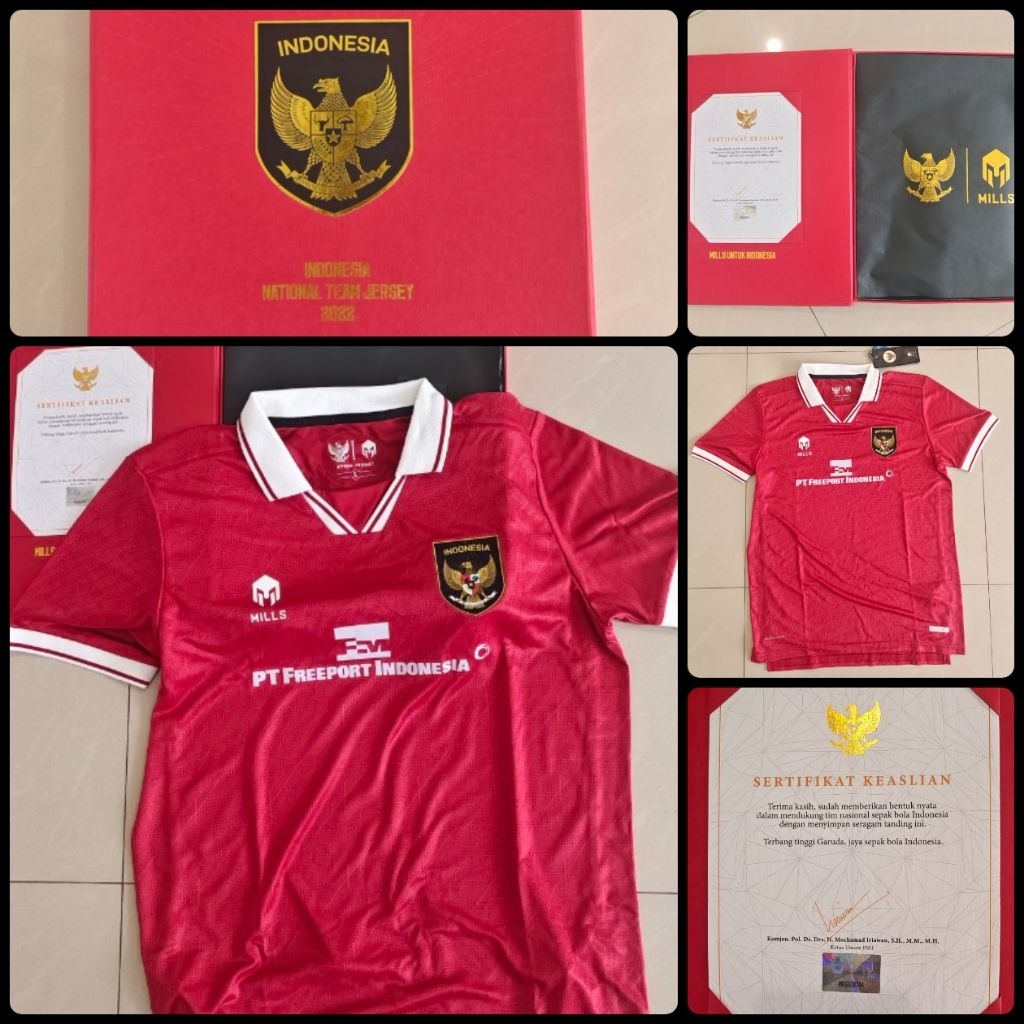 Original Indonesia National Team Jersey 2022 Versi Sponsor PSSI MILLS