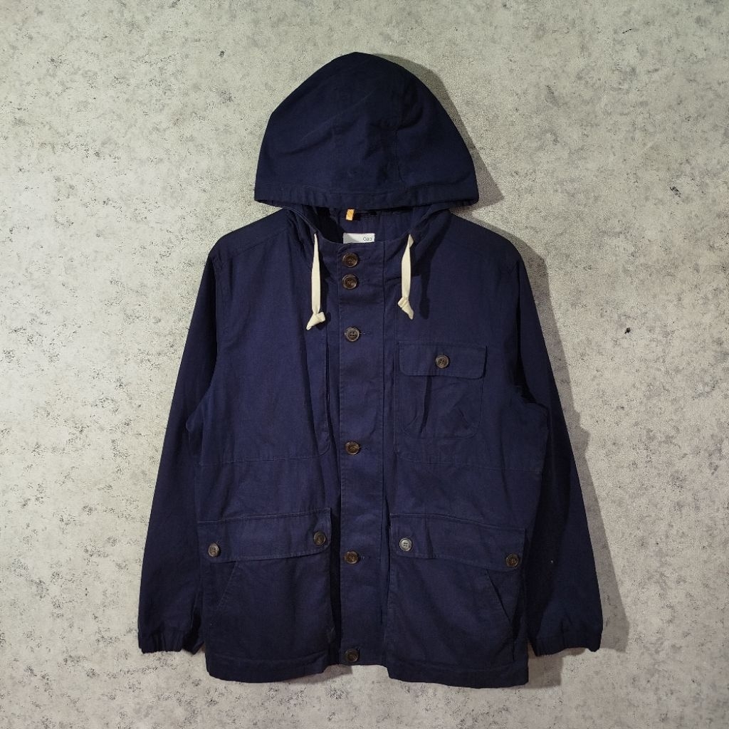 Jaket parka navy GAP big pocket resleting IDEAL Banyak saku/pocket size XL