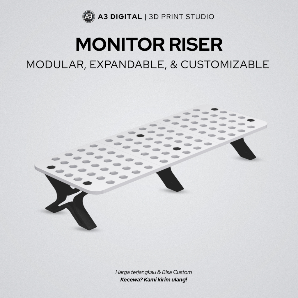 Modular Monitor Riser 3D Print – Dudukan Monitor & Laptop yang Bisa Diperluas & Dicustom | Estetik &
