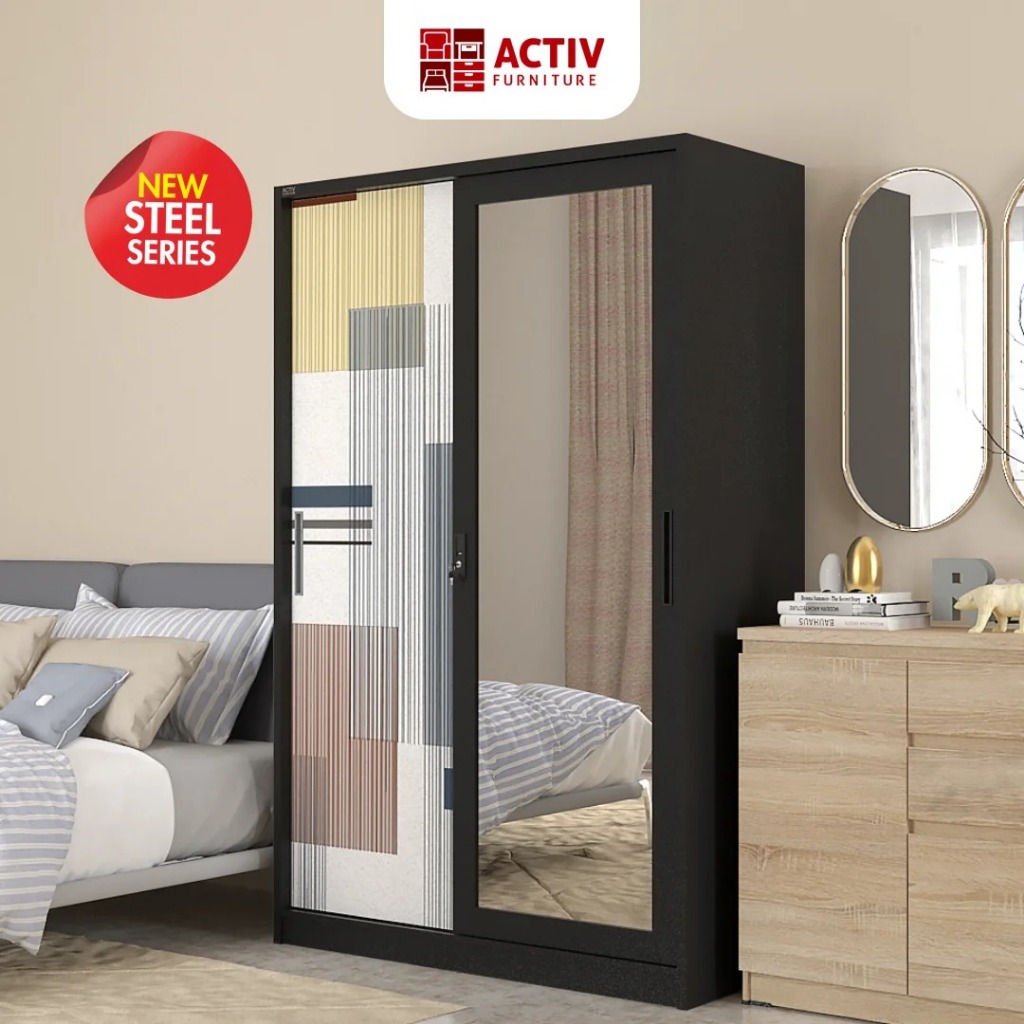 Lemari Pakaian Besi/ Lemari Sliding Besi – Forte SL 121 – Activ Furniture