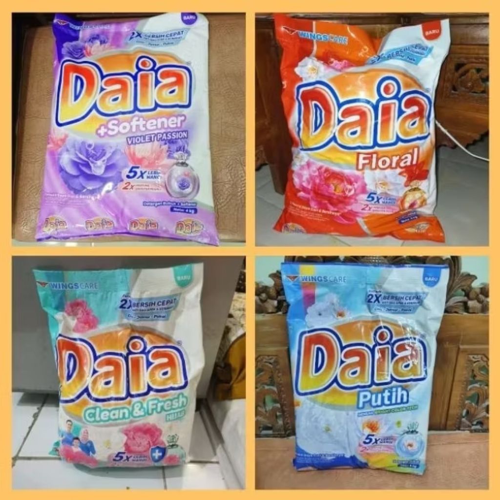 DAIA 4KG DETERJEN BUBUK 100% ORI WINGS BERBAGAI VARIAN