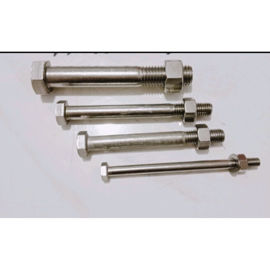 Baut mur stainless m8x80 half drat baut kunci 13 sus 304
