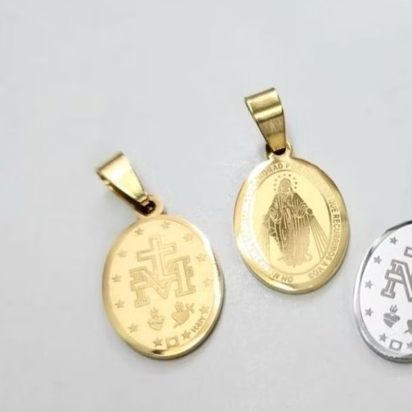 Liontin Medali Bunda Maria Wasiat EMAS Titanium Stainless Steel 2,4cm