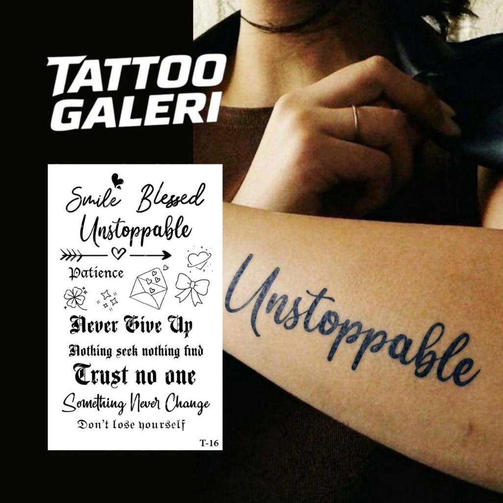 Tato temporer semi permanen stiker tato motif tulisan -GaleriStorage