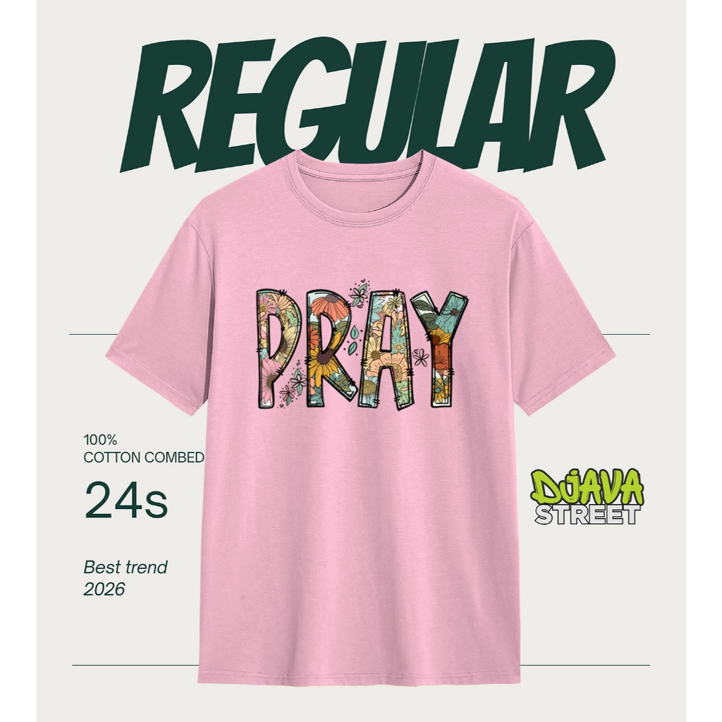 Part 2 Kaos PRAY T-shirt Kristen Desain Floral Vintage | Kaos Rohani Katolik | Kaos Doa Harian | Kao