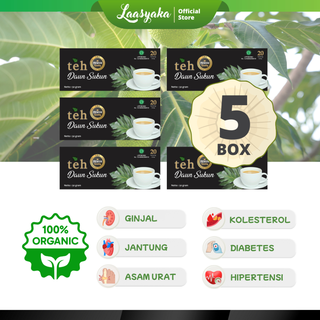 Teh Daun Sukun Premium Laasyaka ( Dapat 5 Box )