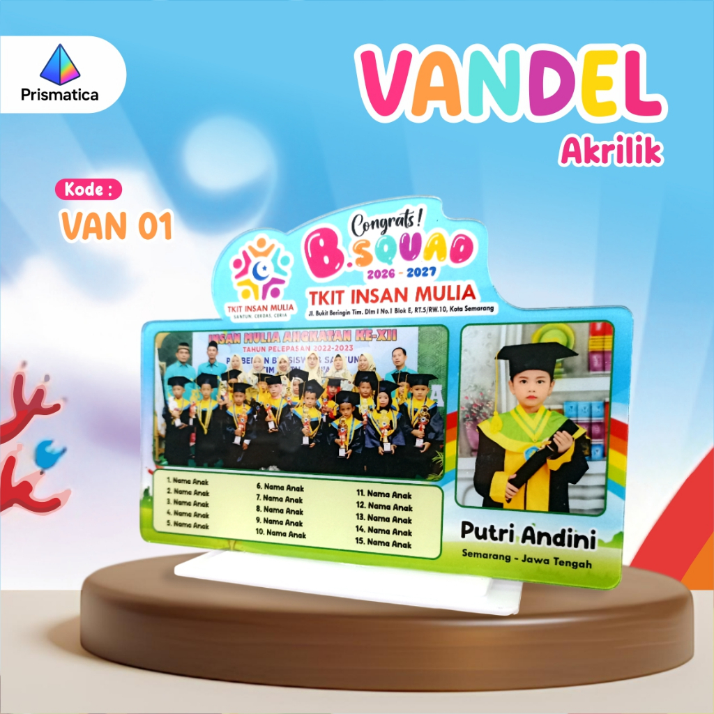Vandel Akrilik Custom Plakat Wisuda Untuk Cinderamata Kenang Kenangan, Kado Unik