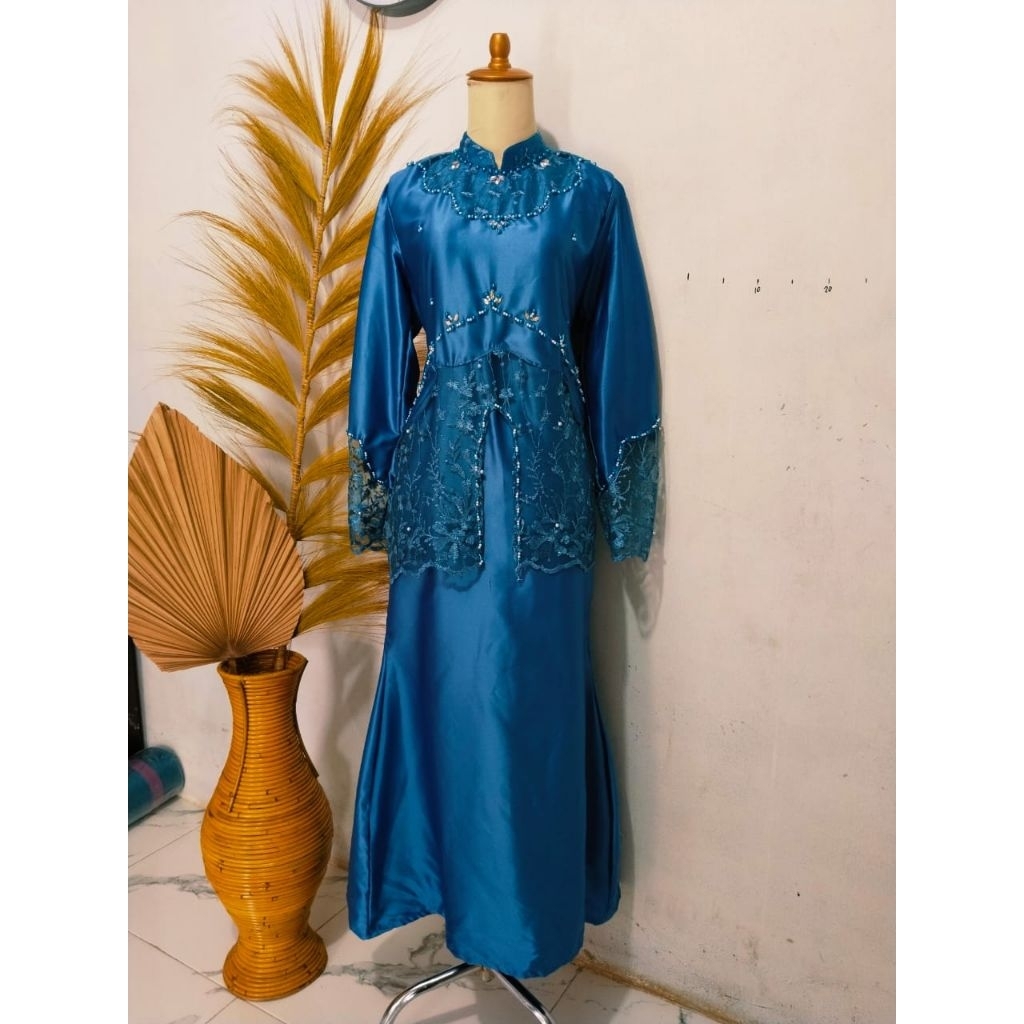 Gamis melayu terbaru kekinian brokat payet mewah untuk kondangan bridesmaid lebaran pesta