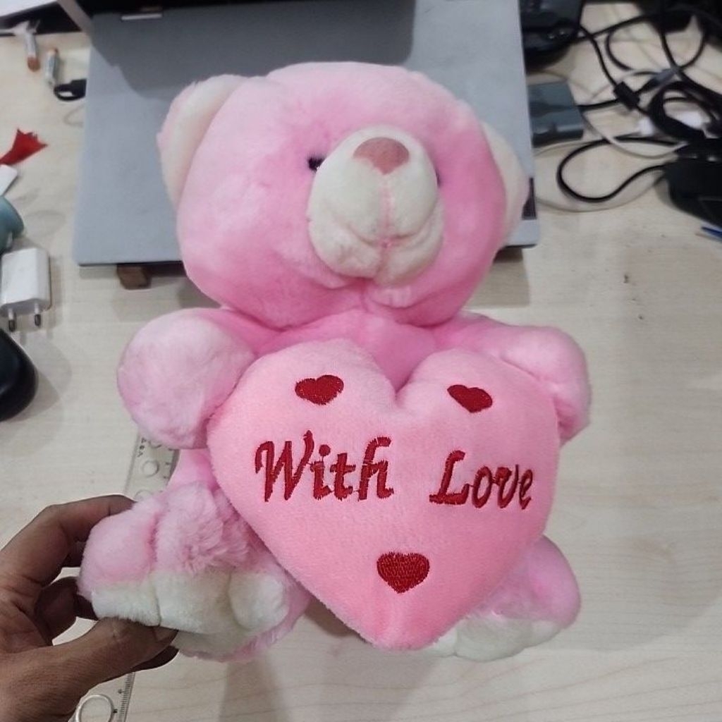 boneka beruang pink bear sedang
