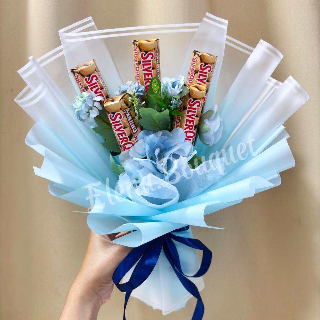 Buket Coklat Silverqueen Chuky Bar / Buket Coklat Mini Bunga Palsu / Buket Bunga Artificial / Buket 