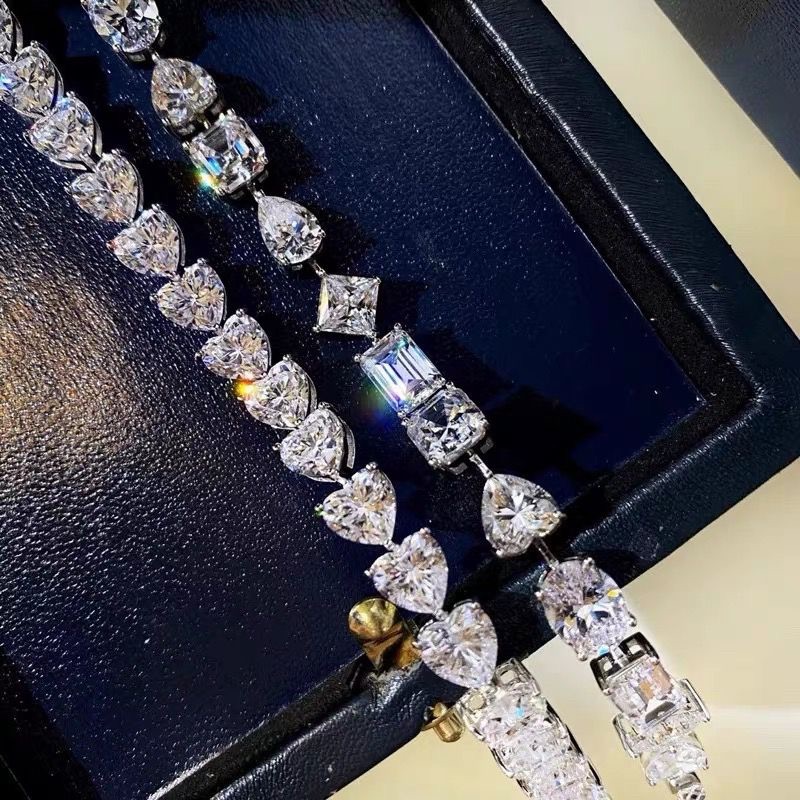 [ 1ct/16ct / Lab Carbon Diamond ]-FL-IF-VVS1-D Emas Asli 18K/24K Gold PREMIUM White Bracelet