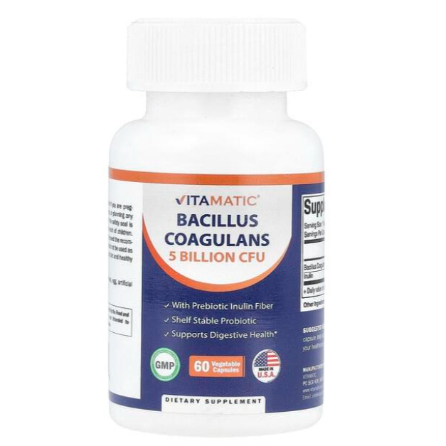 Vitamatic Bacillus Coagulans 5 Billion CFU 60 Veg Caps Digestive Health Prebiotic Probiotic