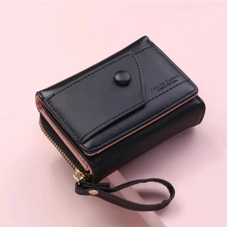 Dompet Wanita Mini Aesthetic Dompet Kecil Lipat Resleting Dompet Cewek Elegan Premium