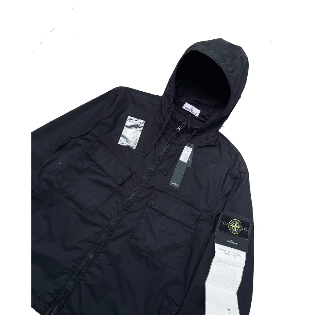 Stone island ovs supima hoodie catton twill stretch-tc autentic by certilogo