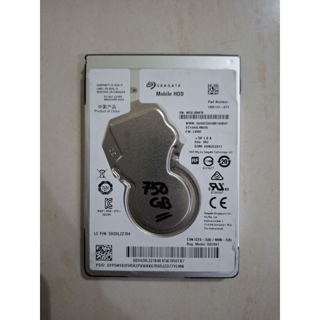 HARDDISK LAPTOP 750GB SEAGATE SLIM BEKAS NORMAL