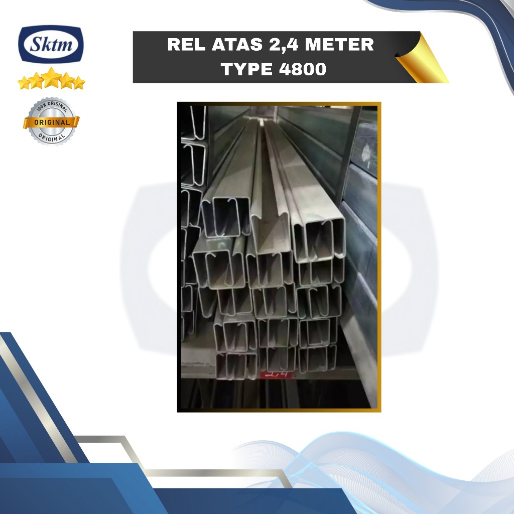 Rel Atas 2,4 Meter 4800 Komponen Pintu Garasi Sliding Tikung Lipat Non Merek