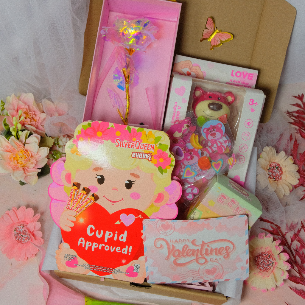 Gift Valentine / Bunga Mawar Valentine/ SilverQueen Butterfly/ Valentine Day / Silverqueen Butterfly