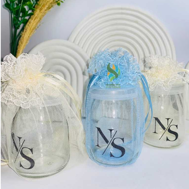 150ml Botol Jar Kaca Puding Toples Kaca Selai Madu Susu Tutup Plastik Lid Souvenir Toples Sablon