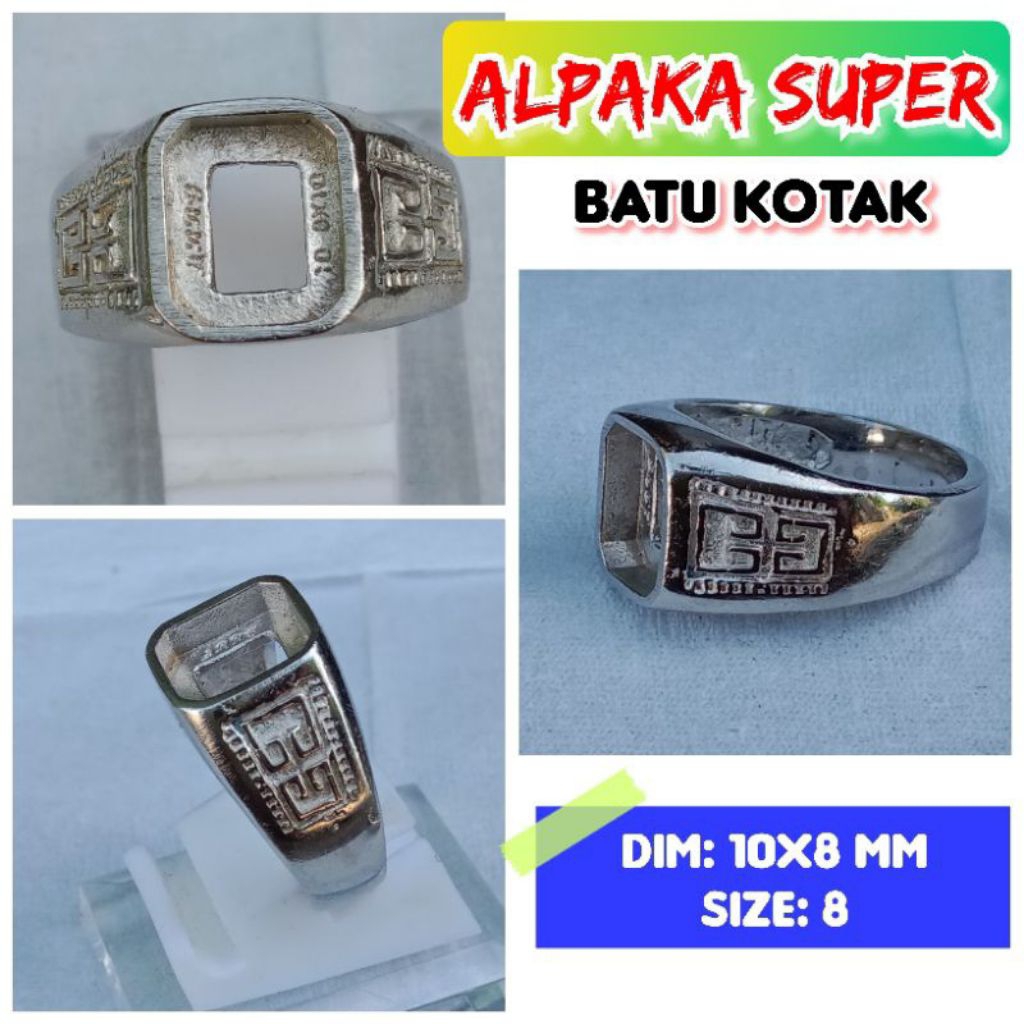 cincin emban batu akik dan permata alpaka super model batu kotak.21
