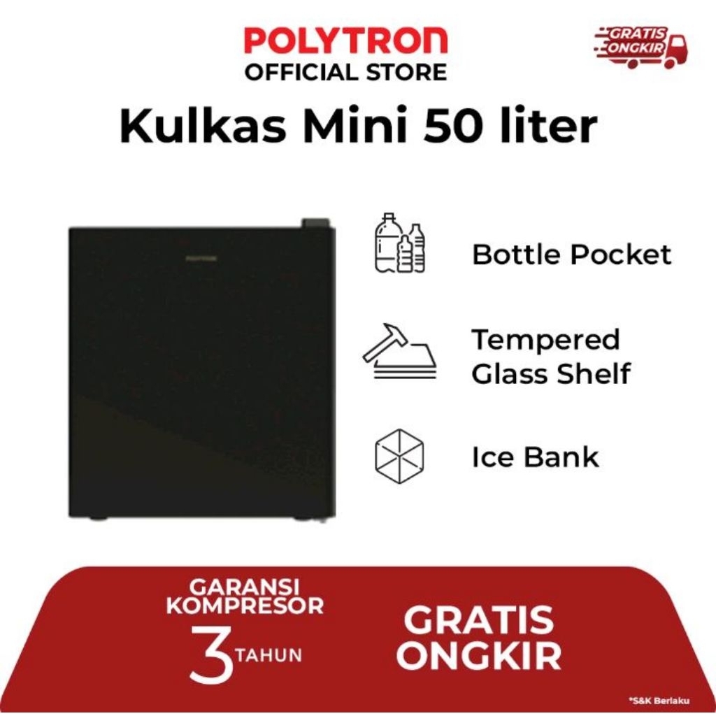 Polytron Kulkas Mini Portable 1 Pintu PRH 51X 50 Liter