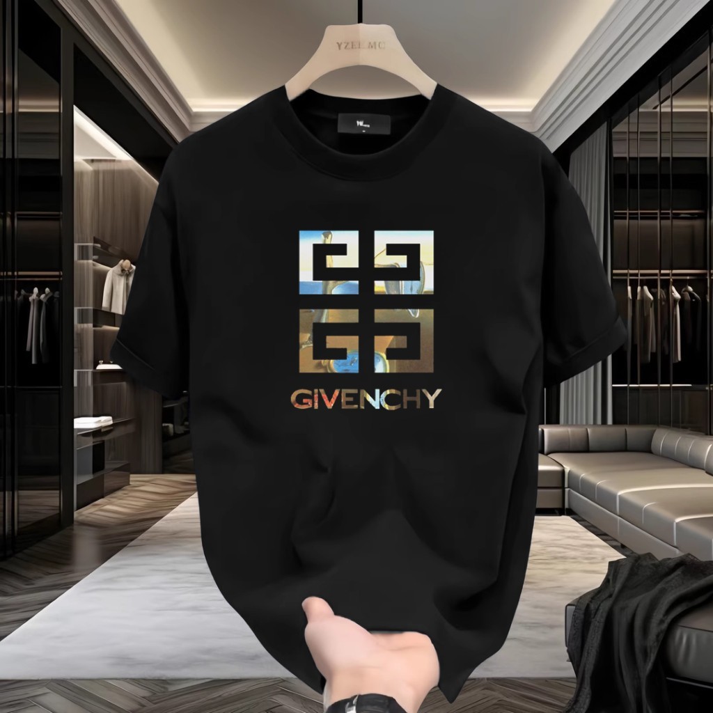 COD Pria trendy Kaos Kaos Oblong Pria Ukuran Besar Leher Bulat 100% Katun Kaos Oblong Unisex Bermoti