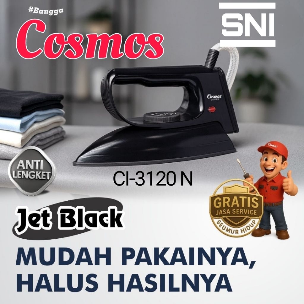 Setrika Cosmos Ci3120n Jet Black setrika anti lengket