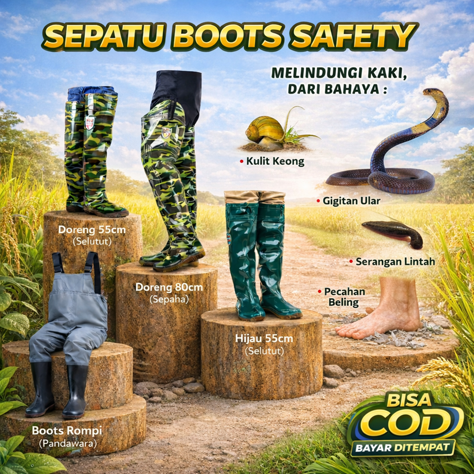 [TERMURAH - BERGARANSI] Sepatu But Pria 55 80cm Lentur Anti Keong Lumpur Kebun Ladang Sawah Bukan AP