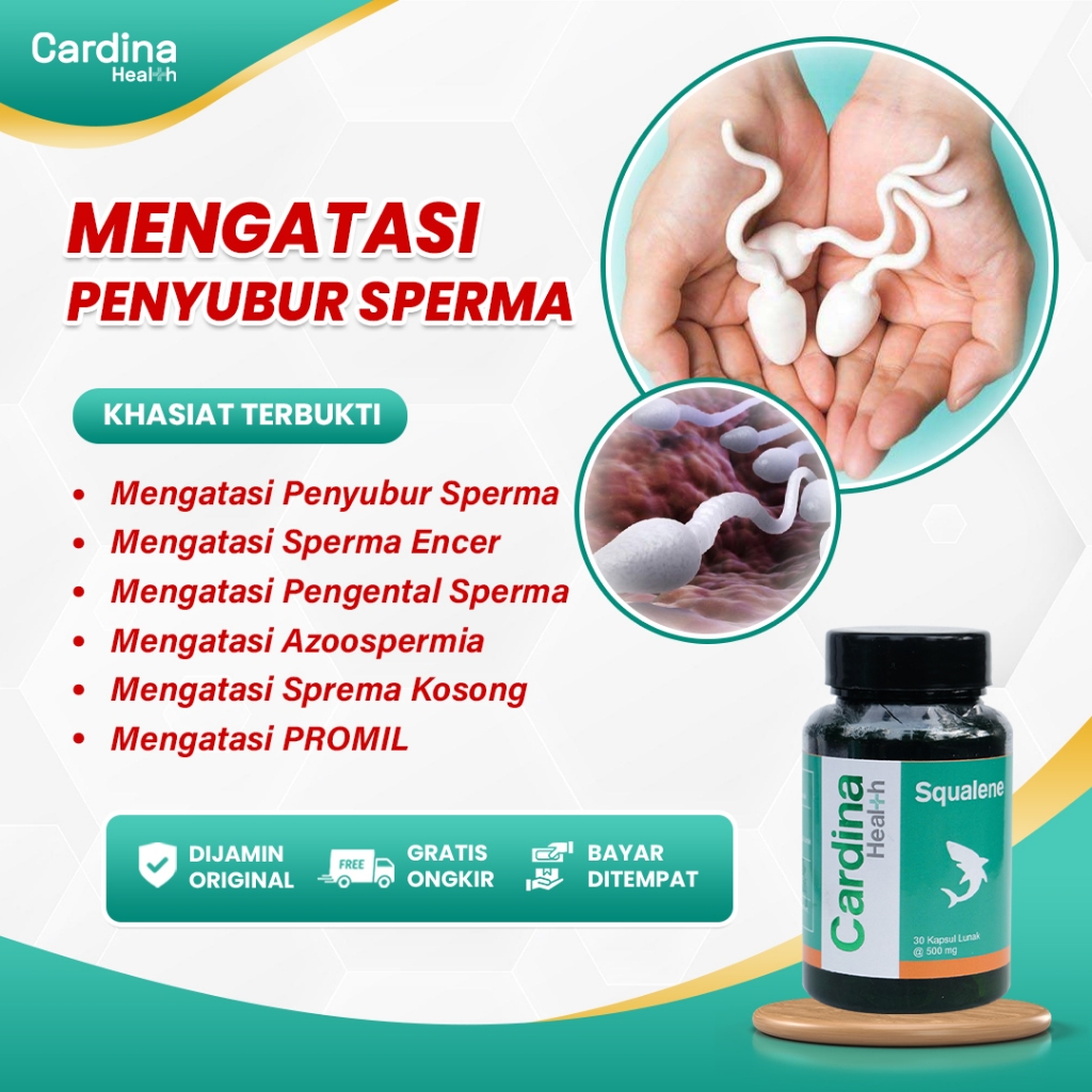 Obat Penyubur Sperma Pria, Vitamin Pengentel Seperma, Cocok Untuk Promil - Cardina health Squalene B
