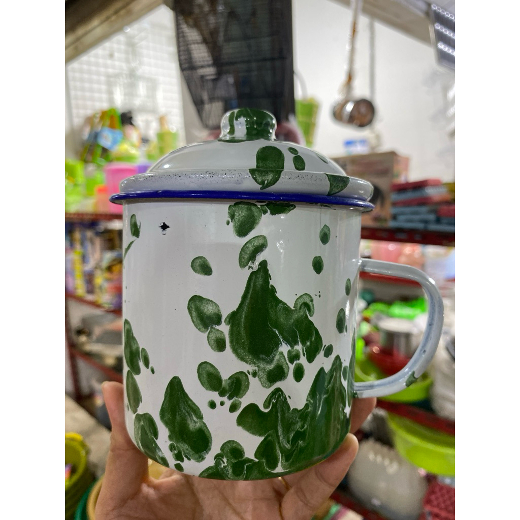 Mug Enamel Blirik Jadul Besar Sedang Kecil - Desain Vintage, Motif Unik, Tahan Lama