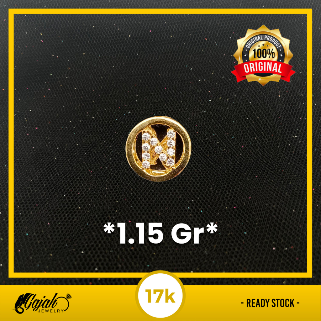 Liontin Huruf N Emas 17K -  1.15 Gram 2618
