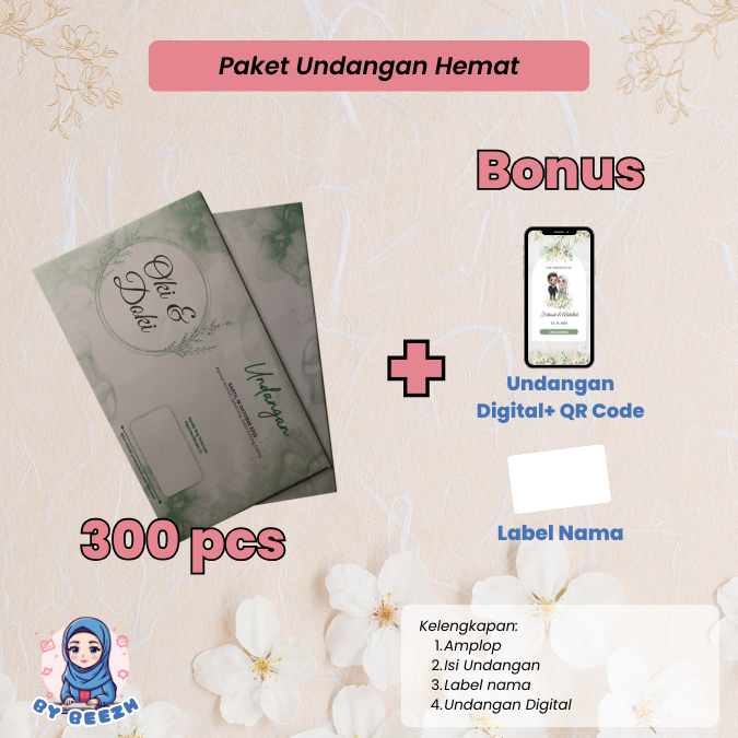(50 pcs) Paket Undangan Pernikahan Hemat 2 | Undangan dengan Amplop | Undangan Cetak | Undangan webs