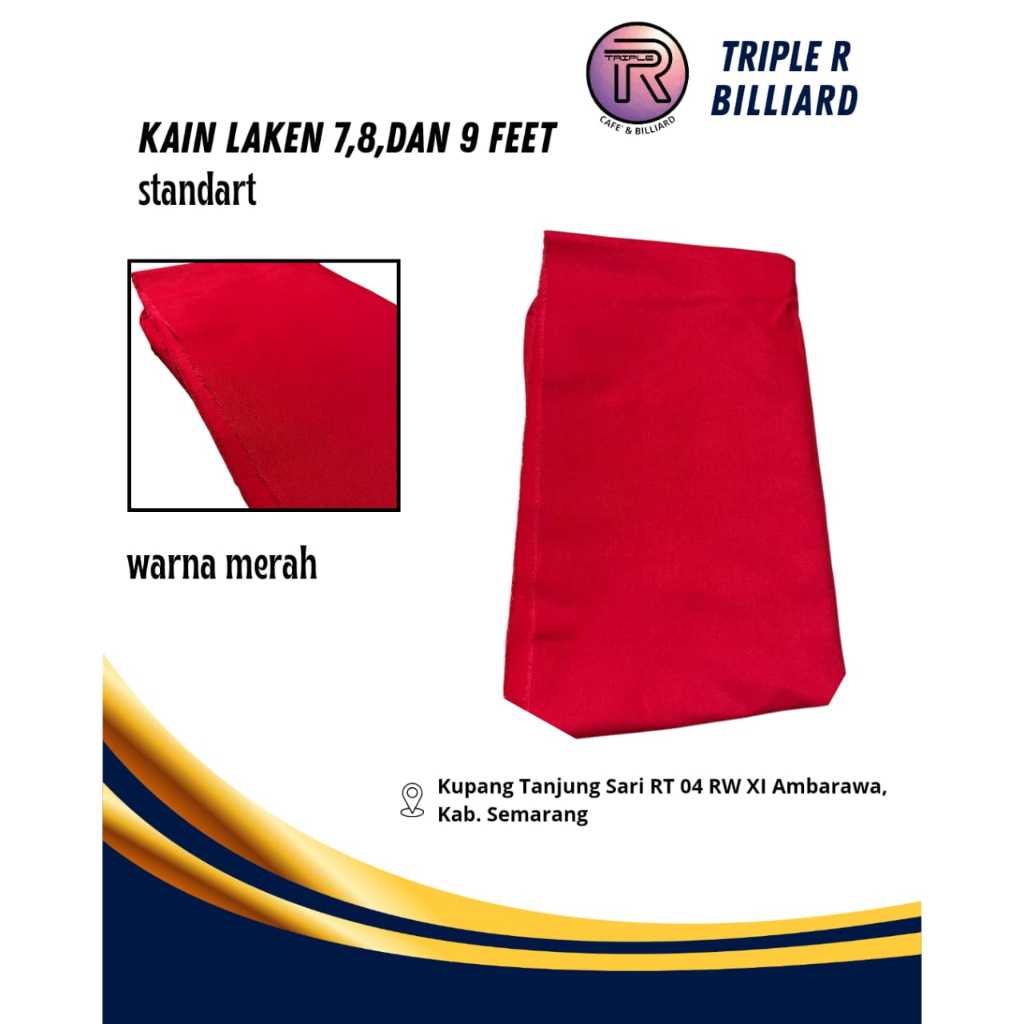 Laken Billiard Standart Merah - Karpet Billiard - Kain Billiard