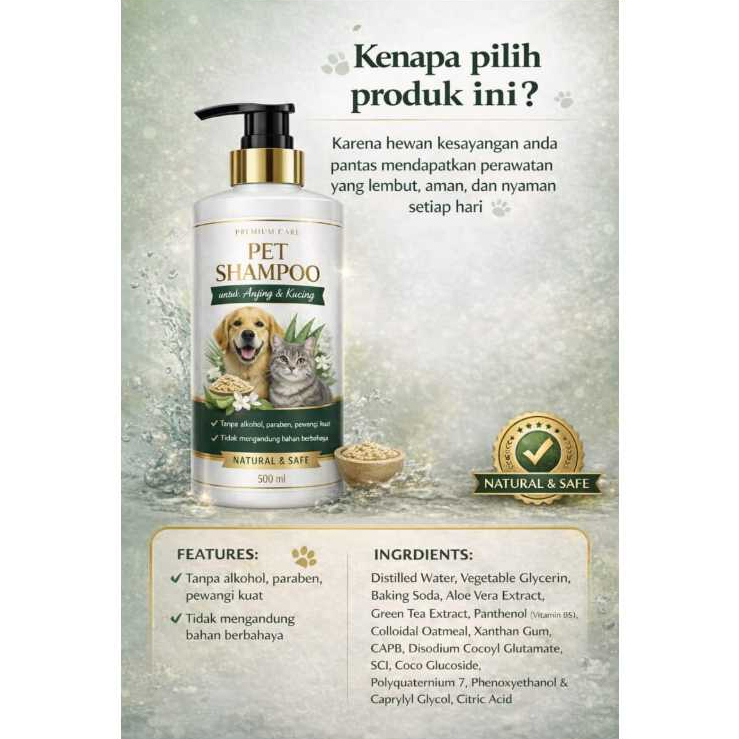 Pet Shampoo || Sabun Kucing || Sabun Anjing || Pembersih Kucing & Anjing || Natural & Safe || Ecobub