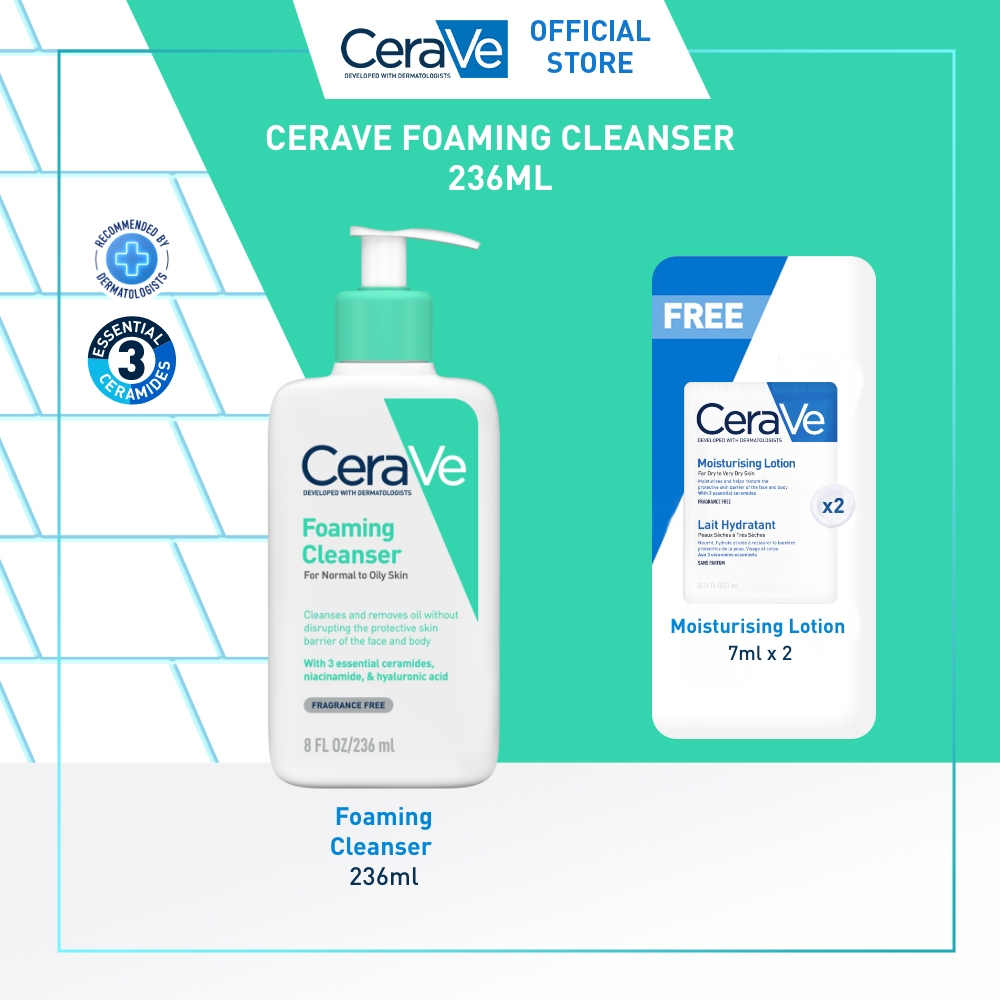 CeraVe Foaming Cleanser 236ml FREE Moisturizing Lotion 14ml