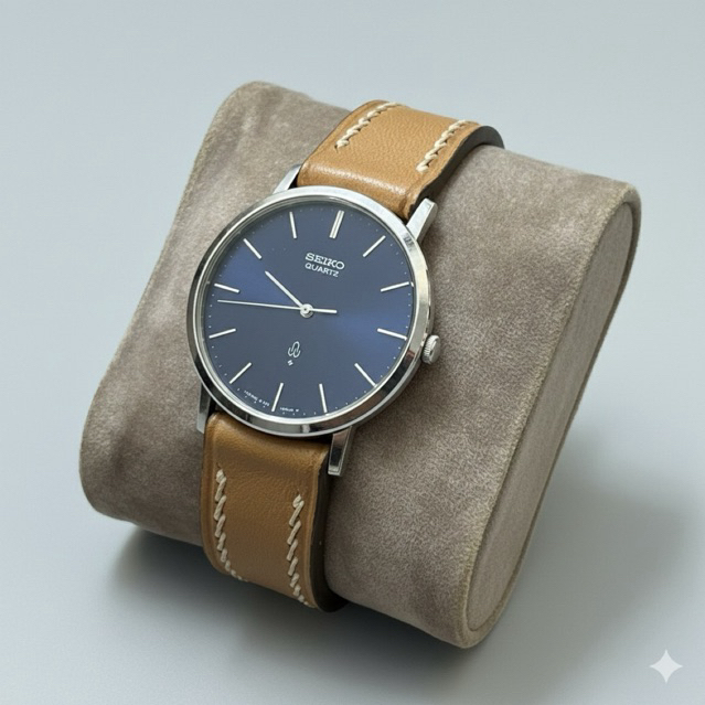 Jam Tangan Seiko Quartz Vintage Japan Dial Hitam Minimalis Original