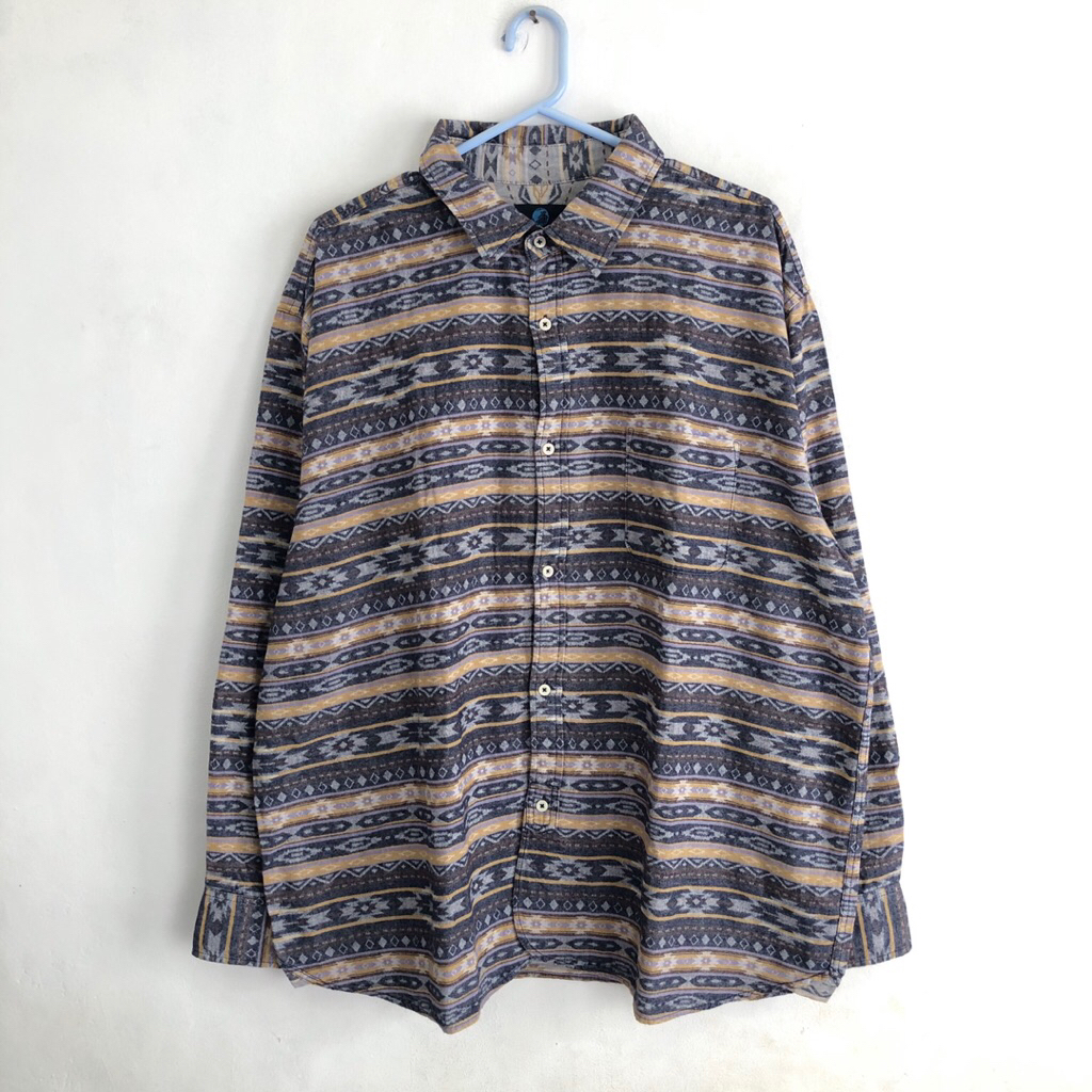 Blue earth Navajo flanel shirt kemeja lengan panjang 3XL 4XL