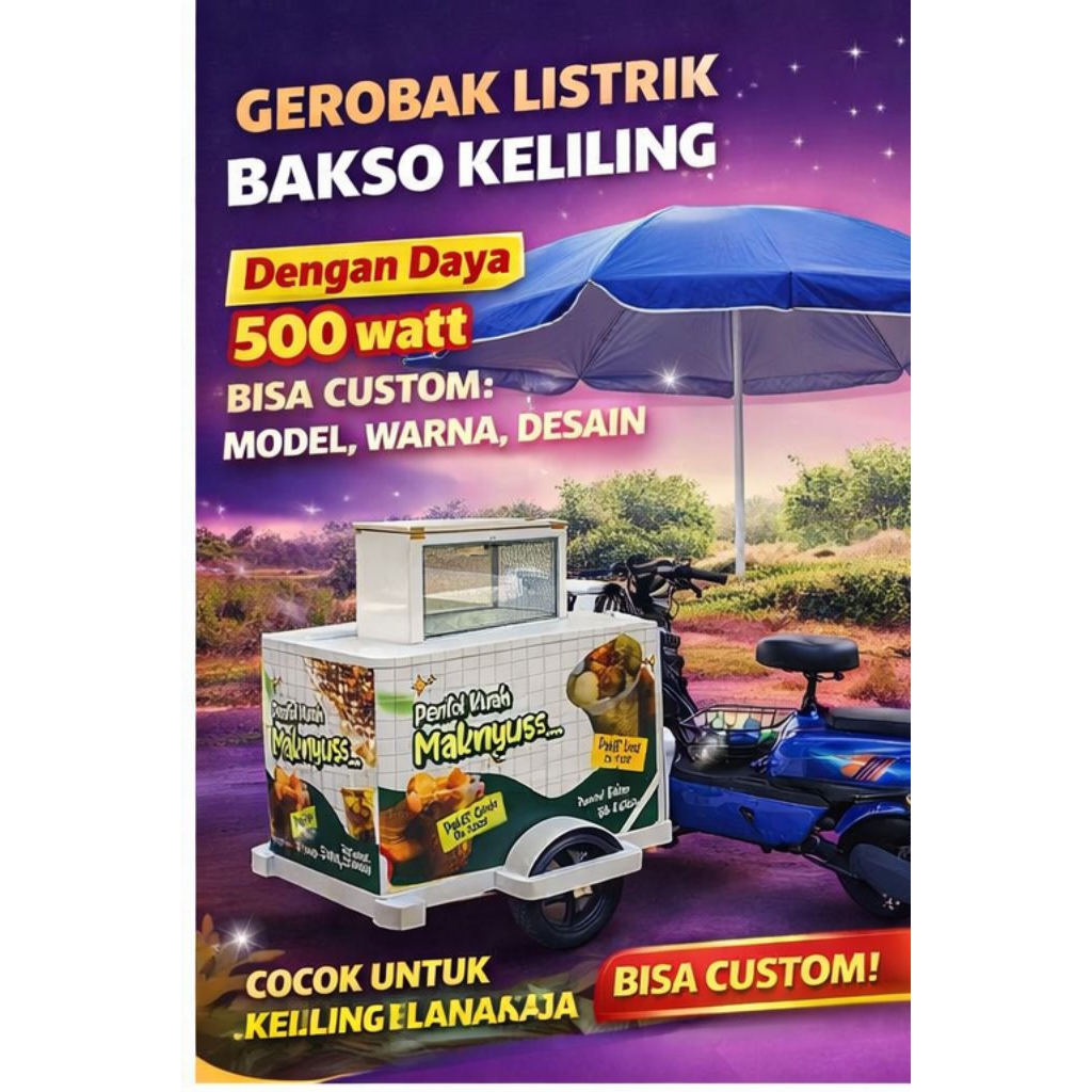 gerobak sepeda listrik bakso keliling bisa custom