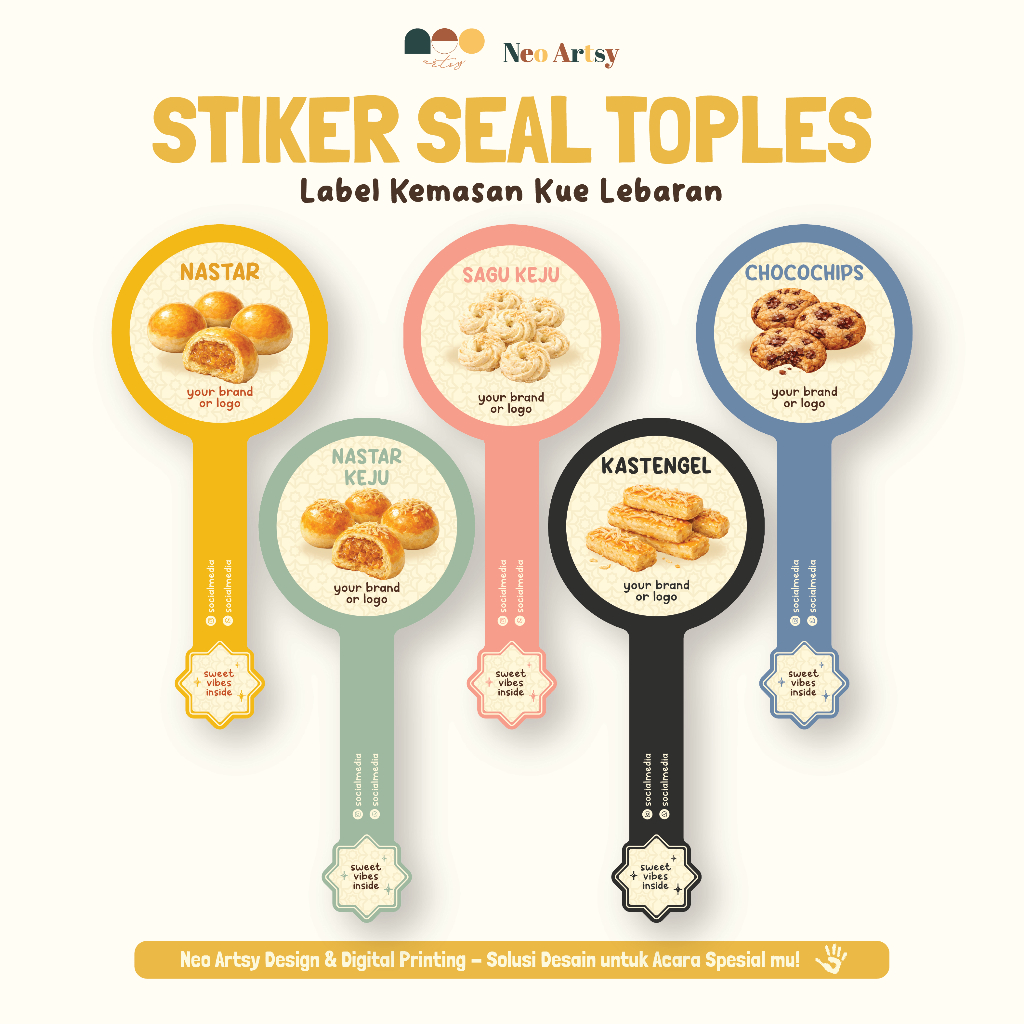 Neo Artsy - Stiker Segel Kue - Stiker Seal Toples Cookies - Stiker Cookies Eid Mubarak Ramadan