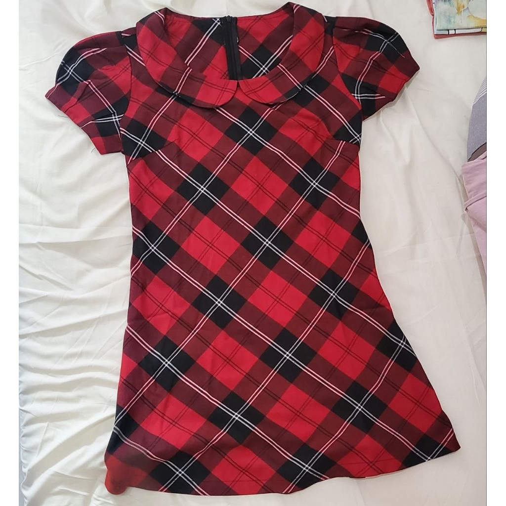 Dress Merah Preloved Kotak-kotak