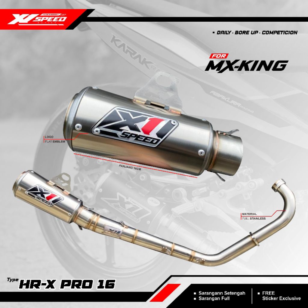 Knalpot MX KING Fullsytem Type Prostreet Original By X1 Speed