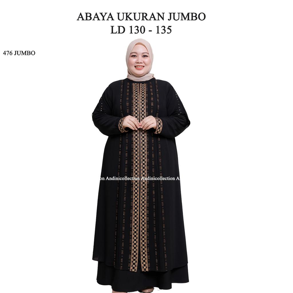 ANDINICOLLECTION Abaya Hitam JUMBO 476 LD 130-135 -  Gamis Hitam Jumbo / Gamis Wanita Abaya Hitam / 