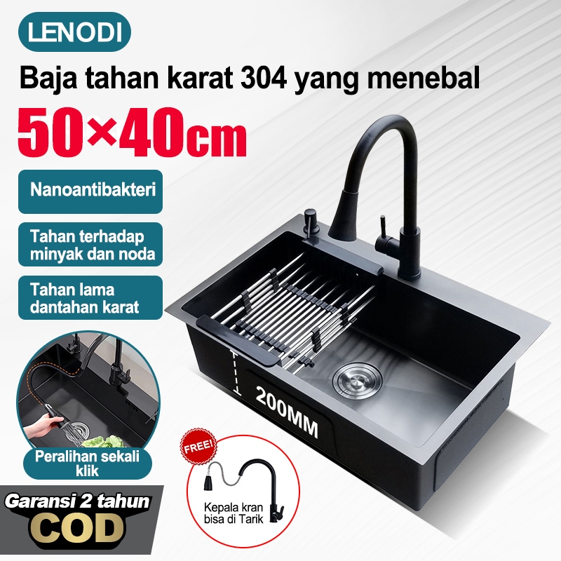 Paket Lengkap Kitchen Sink 5040/6045 Wastafel Dapur Kitchen Sink Black Wastafel Stainless Steel Set/
