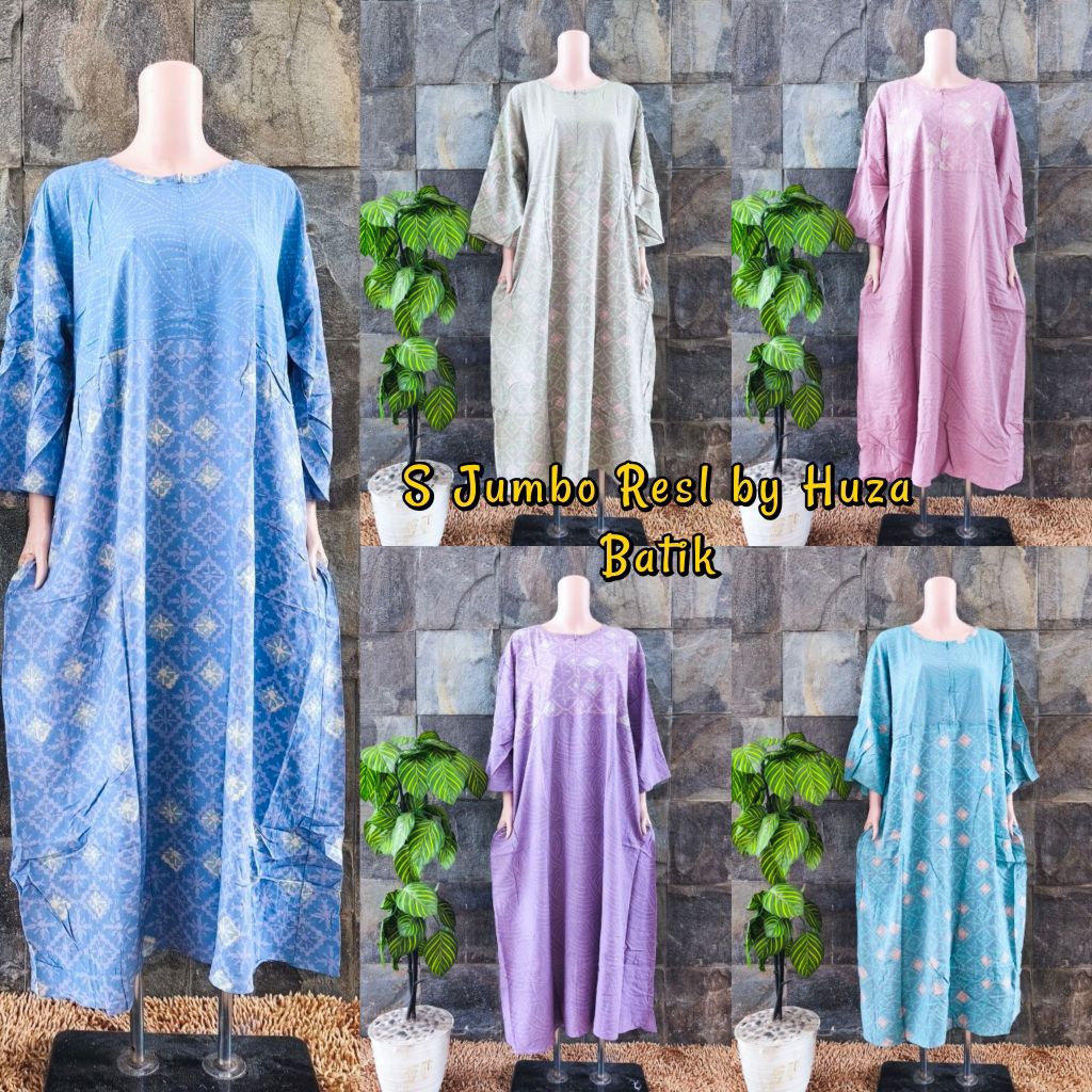 {LD 130 CM} Daster Huza Batik Pekalongan Busui Friendly Home Dress Jumbo Sleting Depan ll S Jumbo Re