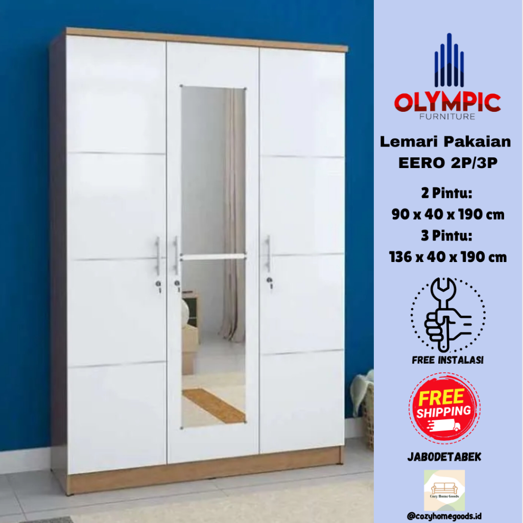 Lemari Pakaian - Olympic LP EERO 2/3 Pintu - Furniture - Lemari Baju - Wardrobe - Pintu Swing Ayun -