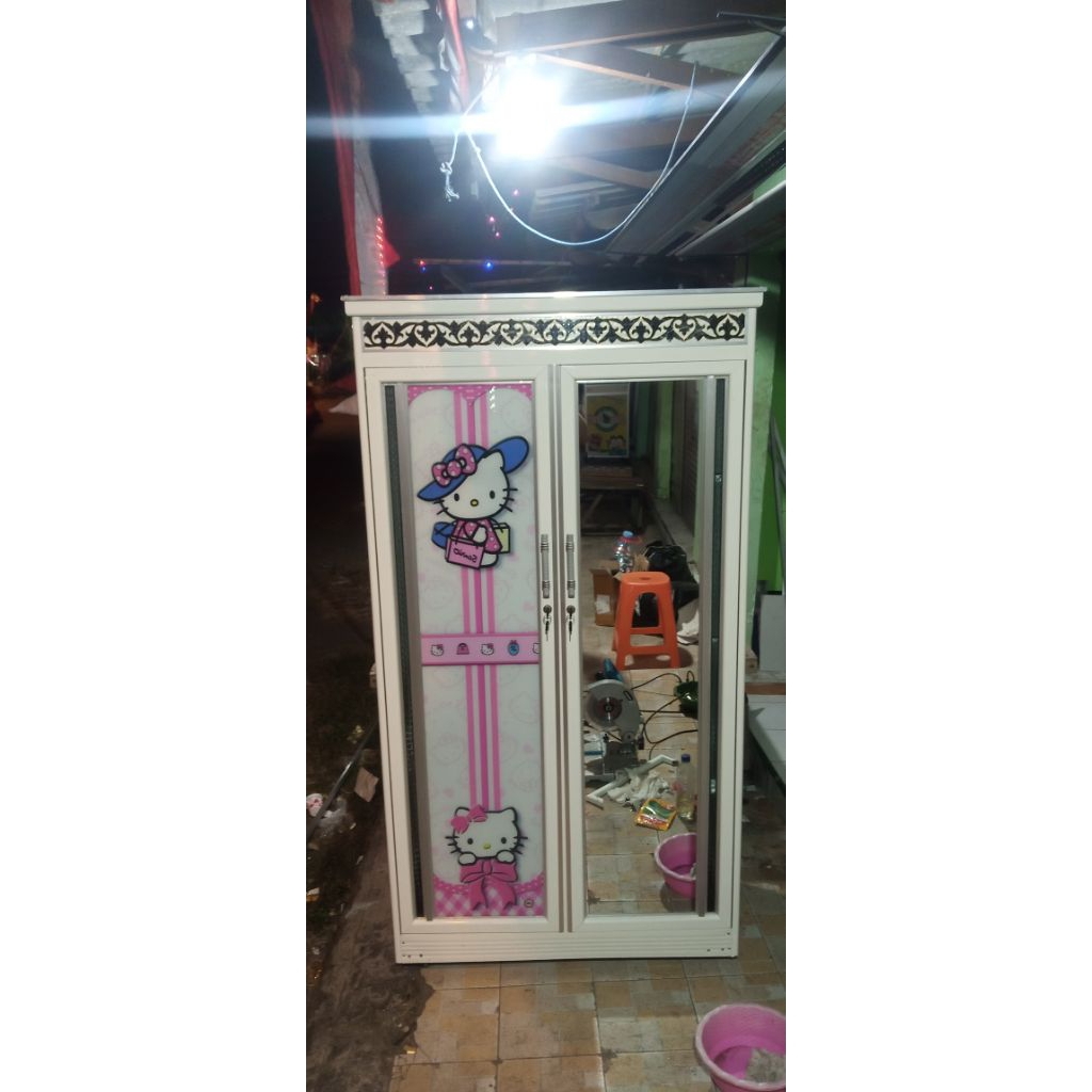 lemari aluminium gambar MERAK / lemari pakaian / lemari kaca