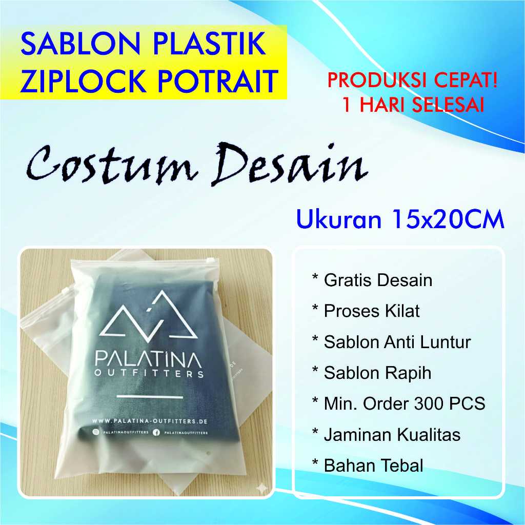 Sablon Zipper Bag Portrait Doff 15x20 cm | Sablon 1 Warna 1 Sisi Custom FREE DESIGN