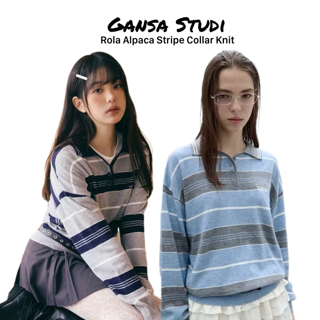 Rola-Rola Alpaca Stripe Collar Knit - 100% Original