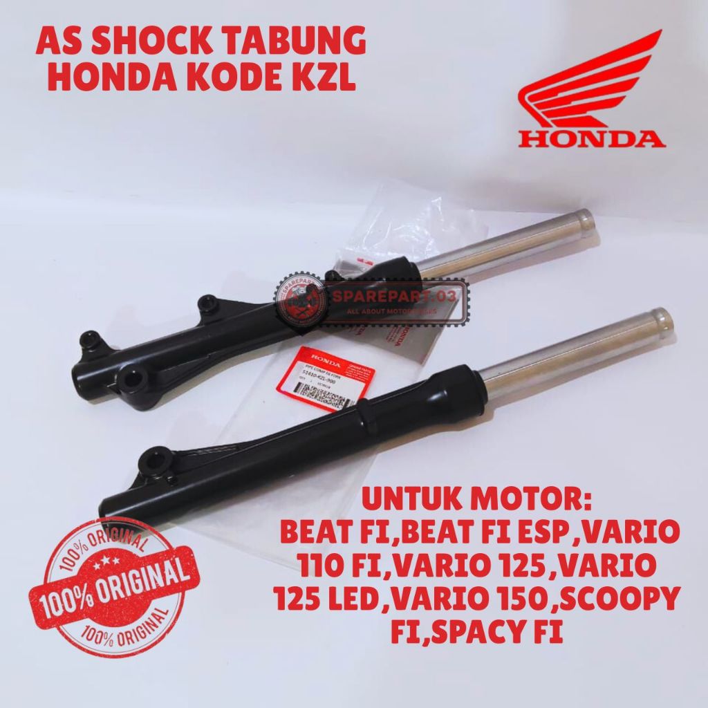 AS SHOCK+TABUNG ORIGINAL HONDA KODE KZL, AS SHOCK TABUNG BEAT FI ESP, AS SHOCK TABUNG VARIO 110 FI, 